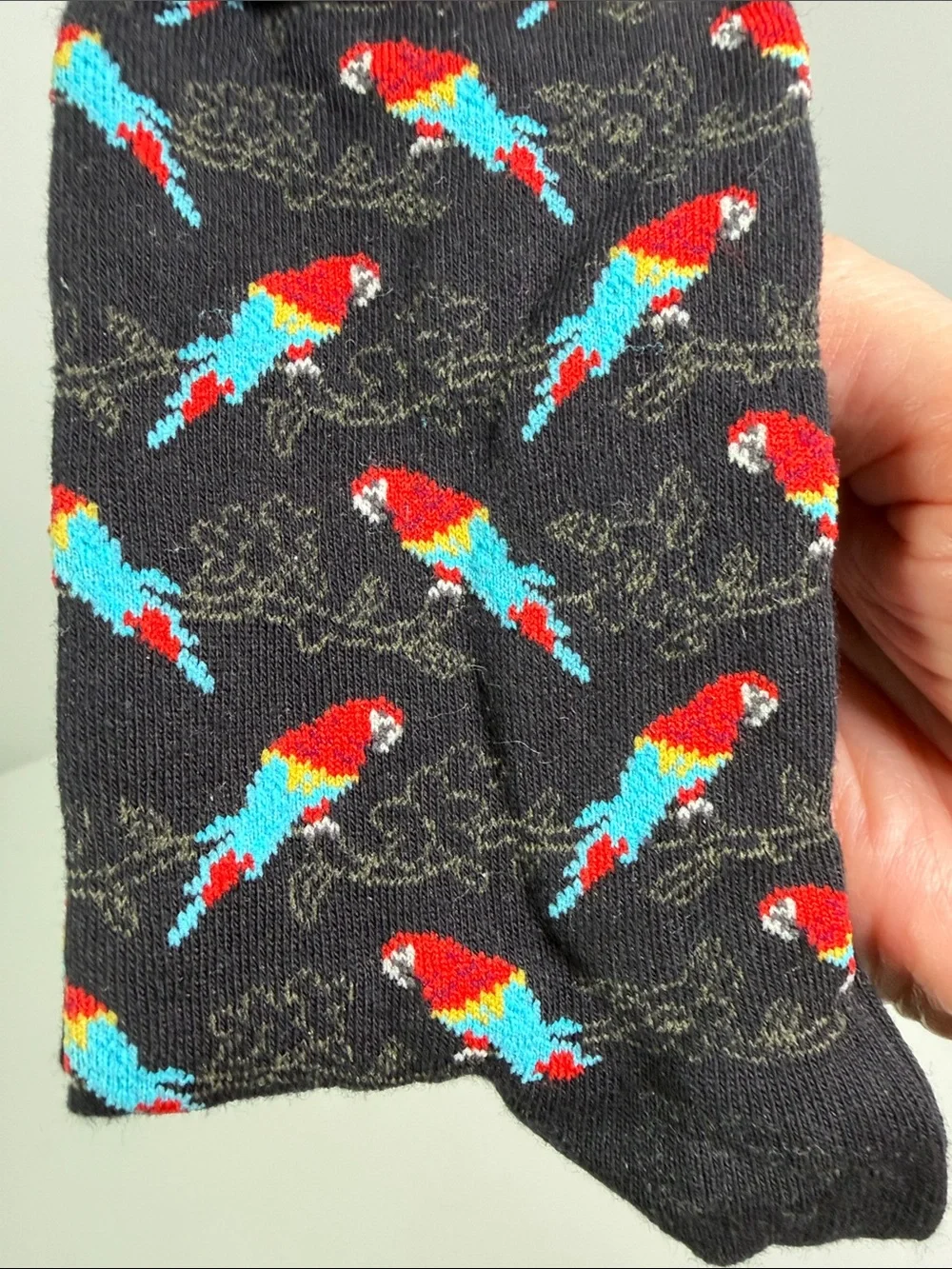 NWT Scarlet Macaw Parrot Women’s 9-11 Crew Socks Bird Lover Psittacine Boho